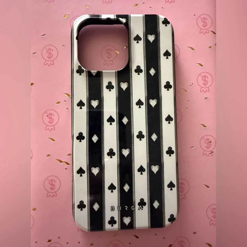 Burga Striped Playing Card Suit iPhone Case - Black & White